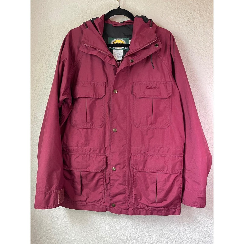Vintage Cabela's Gore-Tex Jacket‎ Hooded Parka Gorpcore Rain Coat Burgundy